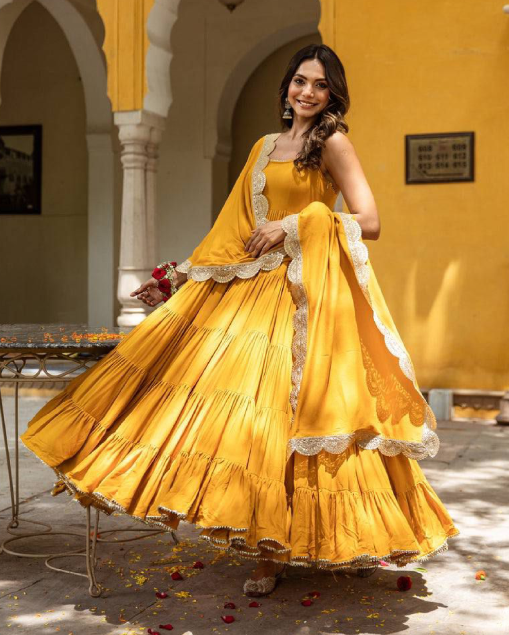 Gold Embellished Bridal Reception Gown