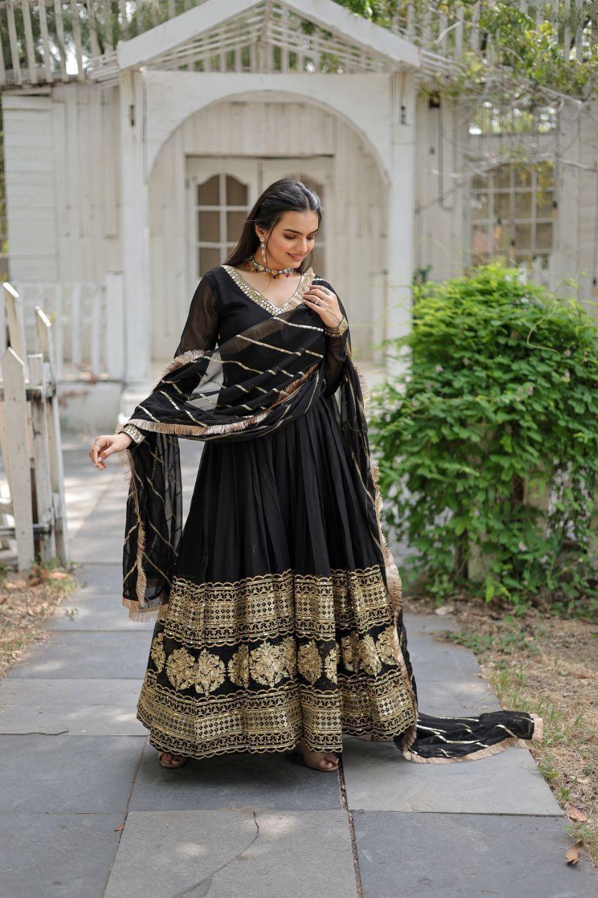 Bollywood Style Black Georgette Anarkali Dress