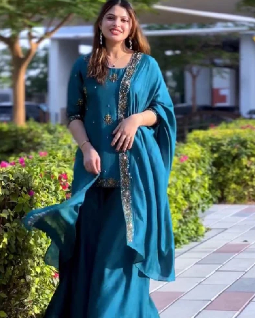 Royal Blue Satin Flare Gown