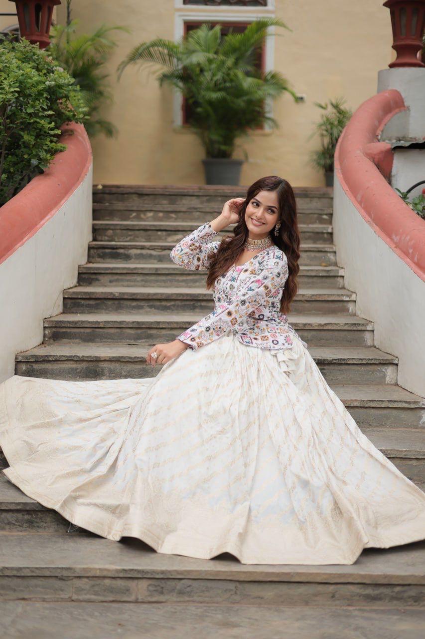Contemporary Indo-Western Ivory Lehenga Choli