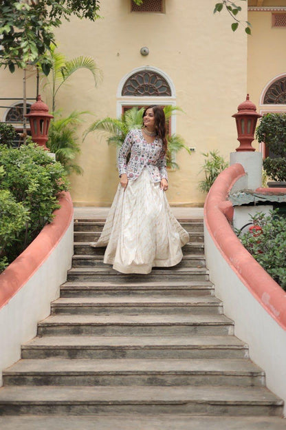 Contemporary Indo-Western Ivory Lehenga Choli