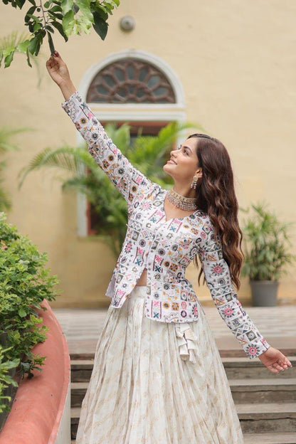 Contemporary Indo-Western Ivory Lehenga Choli