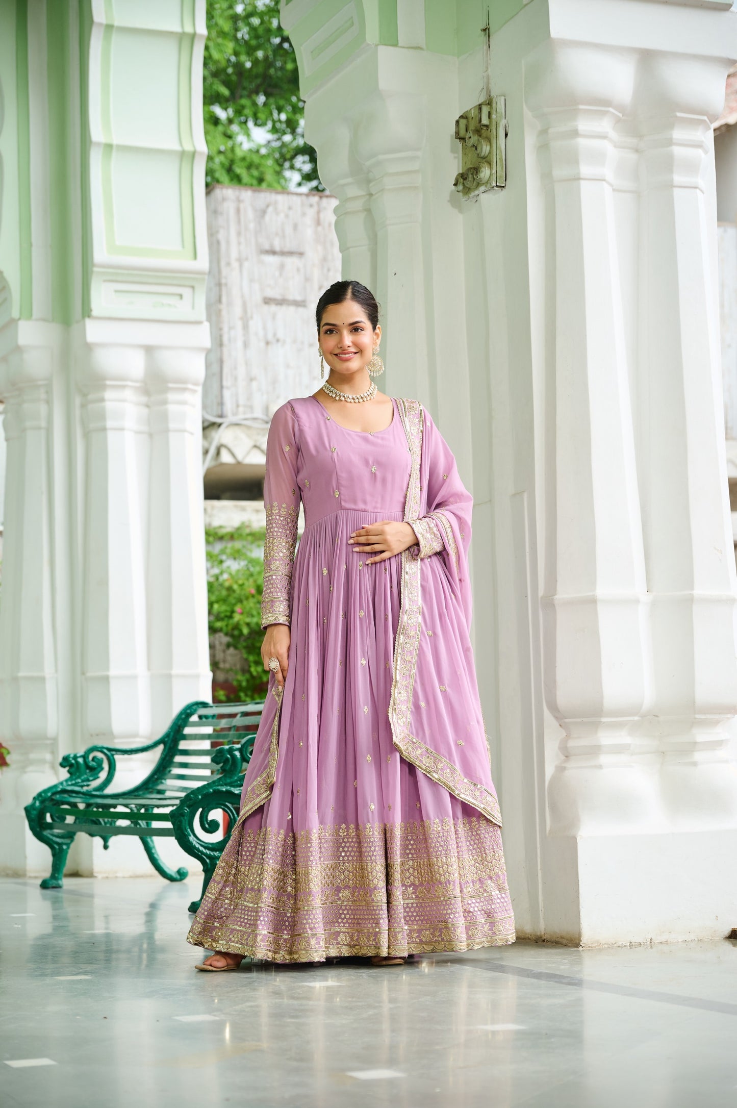 Regal Lavender Georgette Anarkali Gown
