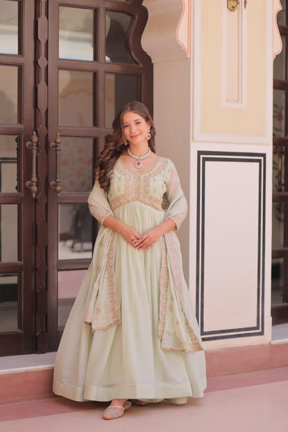 Mint Green Anarkali Dress for Wedding Sangeet