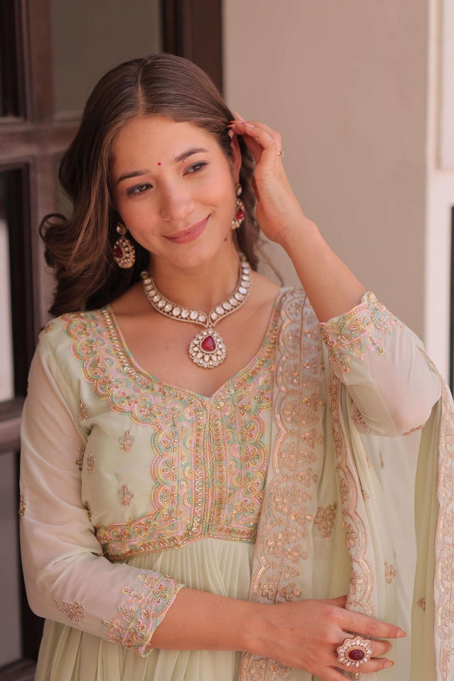 Mint Green Anarkali Dress for Wedding Sangeet