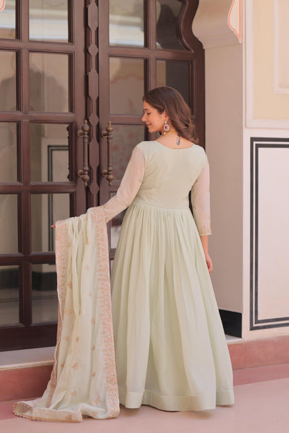 Mint Green Anarkali Dress for Wedding Sangeet