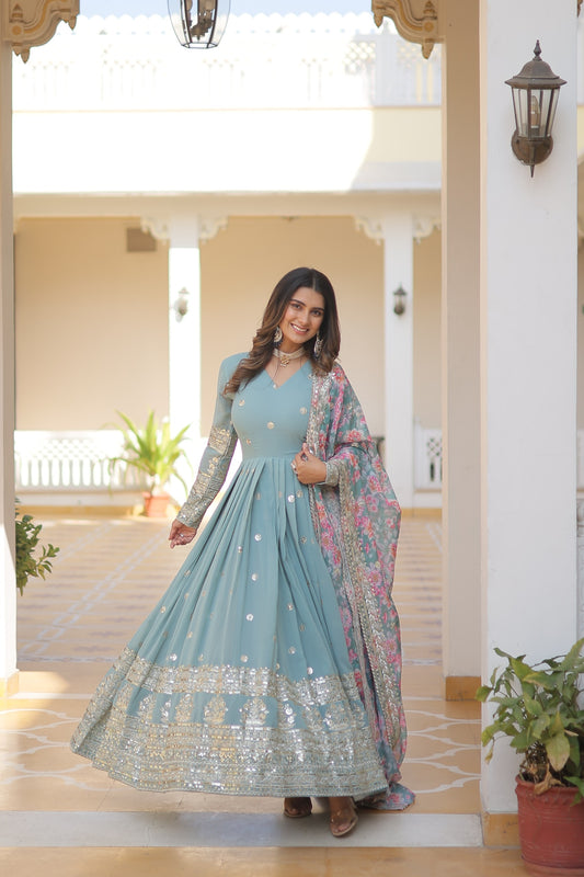 The Royal Breeze Aqua Blue Gown
