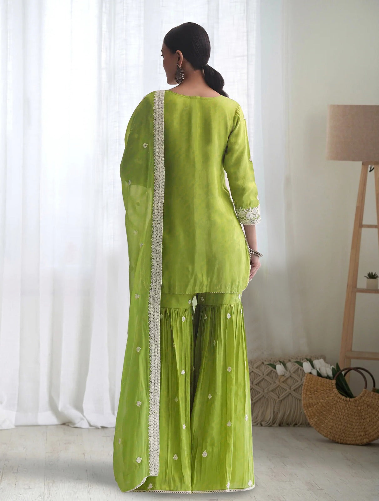 Elegant Lime Green Sharara Suit Perfect for Mehendi
