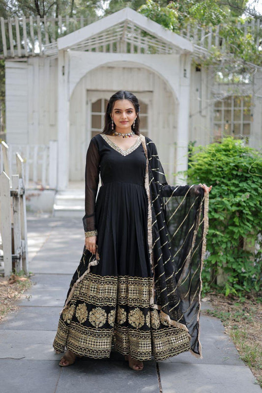 Bollywood Style Black Georgette Anarkali Dress