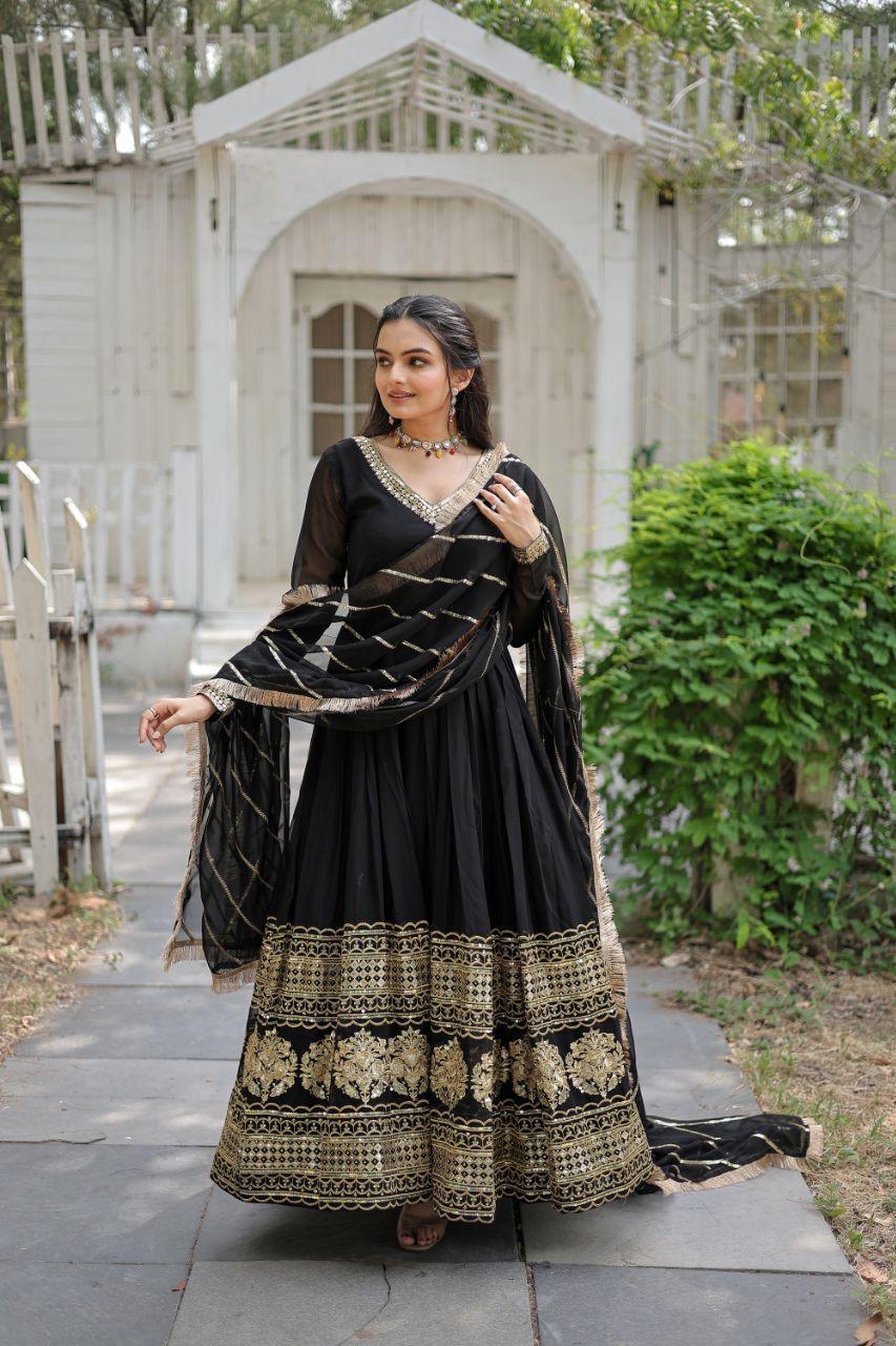 Bollywood Style Black Georgette Anarkali Dress