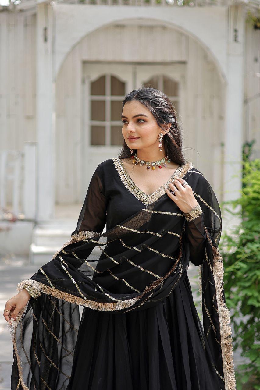 Bollywood Style Black Georgette Anarkali Dress