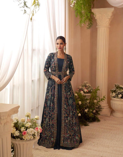 Designer Indo-Western Jacket Style Anarkali Suit