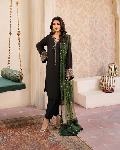 Elegant Black Kurta Set with Designer Bell Sleeves